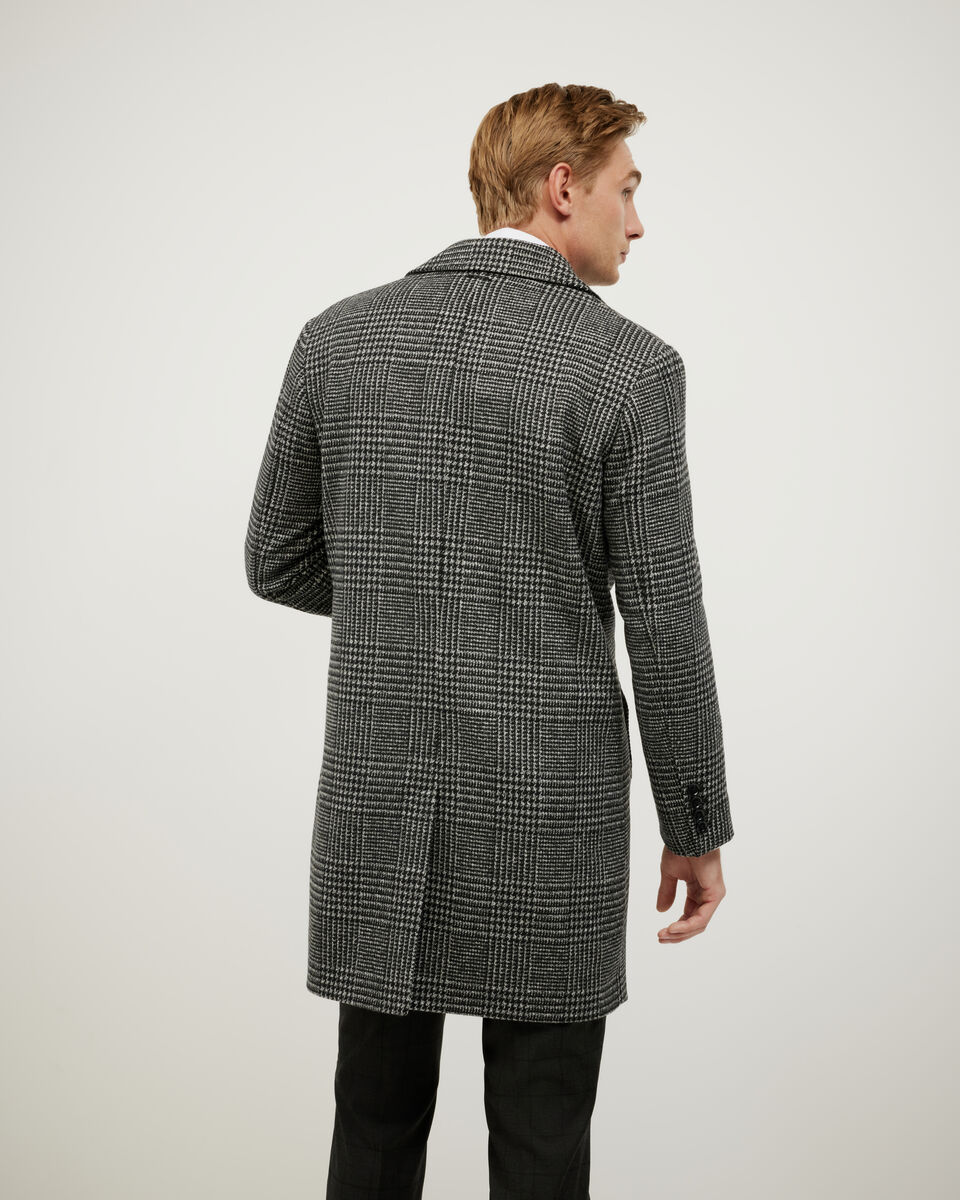 Double Breasted Check Coat, Black, hi-res